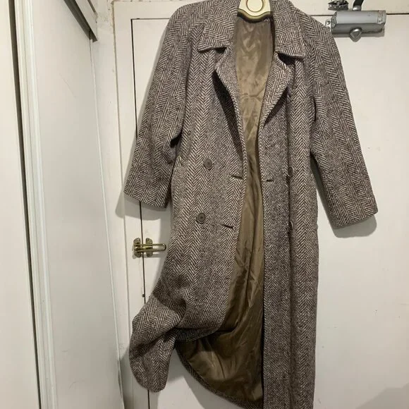 VINTAGE RAFFINATI TWEED DOUBLE BREAST TRENCH COATS SIZE  M/L - Picture 8 of 11